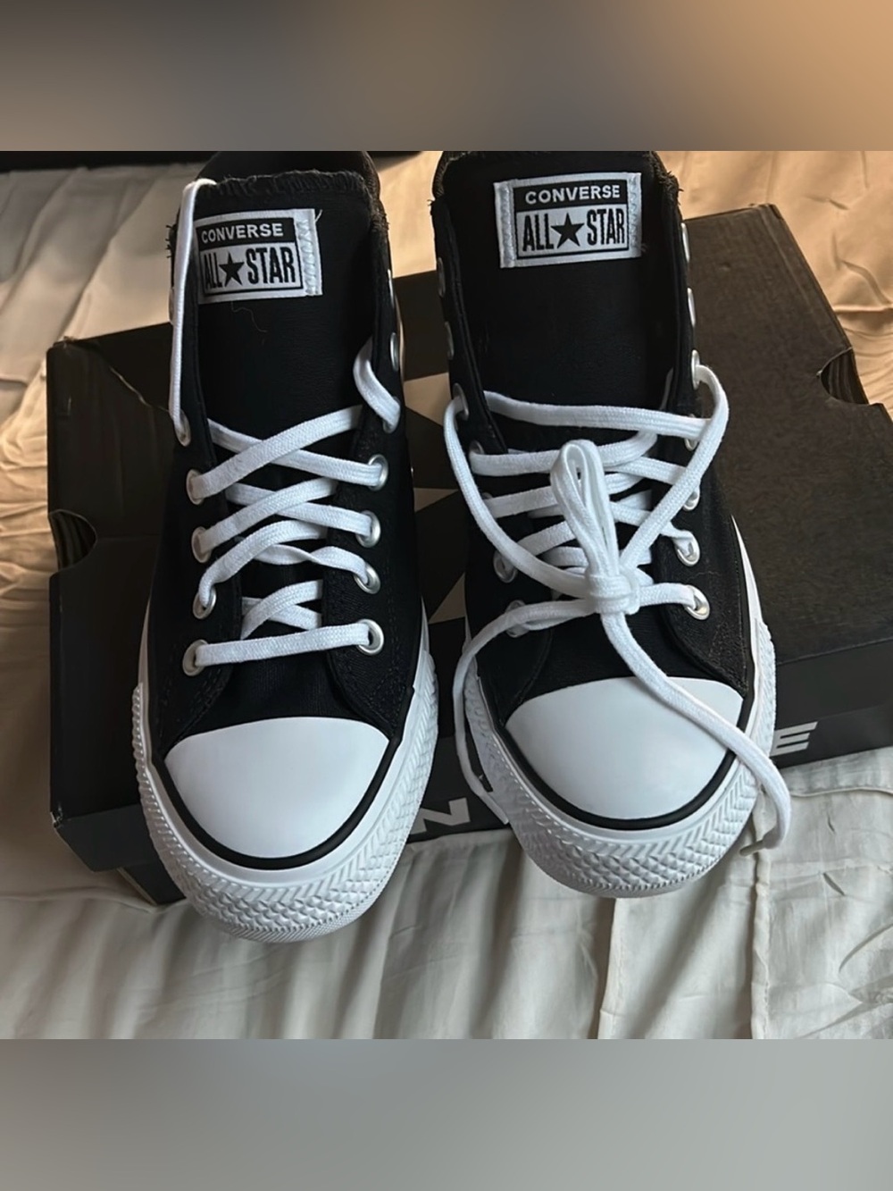 Converse Black and White High Top Sneakers - Picture 2 of 4